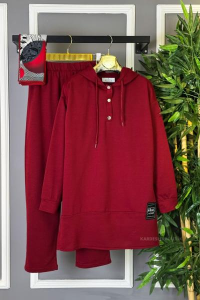 Armalı Çıtçıtlı İkili Takım Bordo