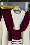 Atkılı Triko Takım Bordo