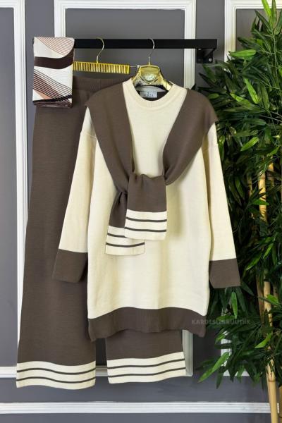 Atkılı Triko Takım Mocha