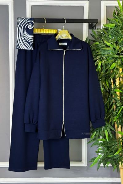 Basic Çift Fermuarlı İkili Takım Lacivert