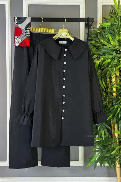 Bebe Yaka İkili Takım Siyah