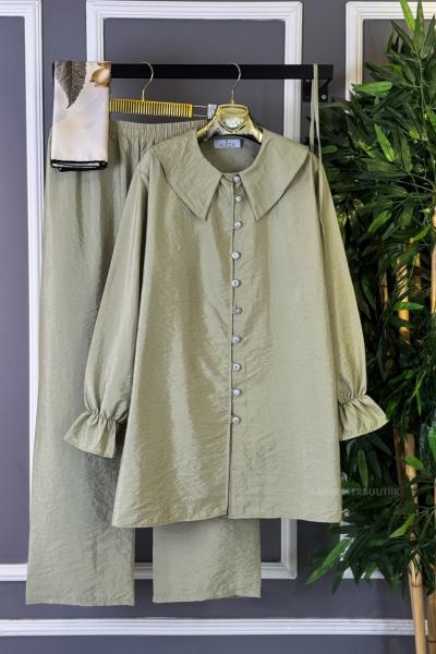 Bebe Yaka İkili Takım Bej