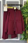 Beli Tünelli Fermuarlı İkili Takım  Bordo