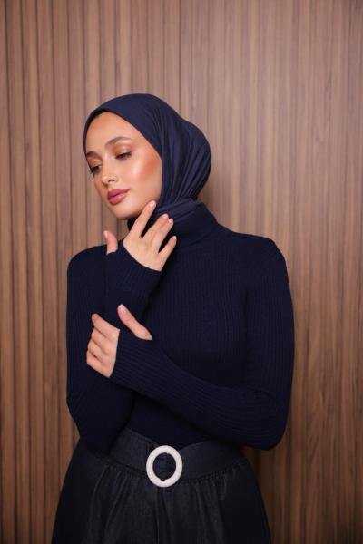 Boğazlı Triko Badi  Lacivert