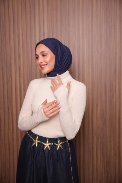 Boğazlı Triko Badi  Ekru