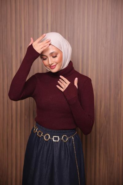 Boğazlı Triko Badi  Bordo