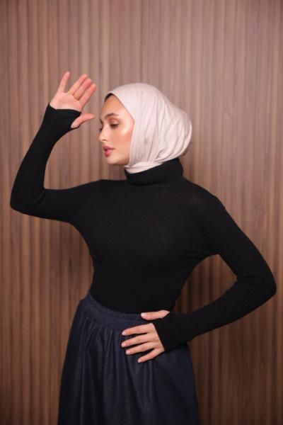 Boğazlı Triko Badi  Siyah