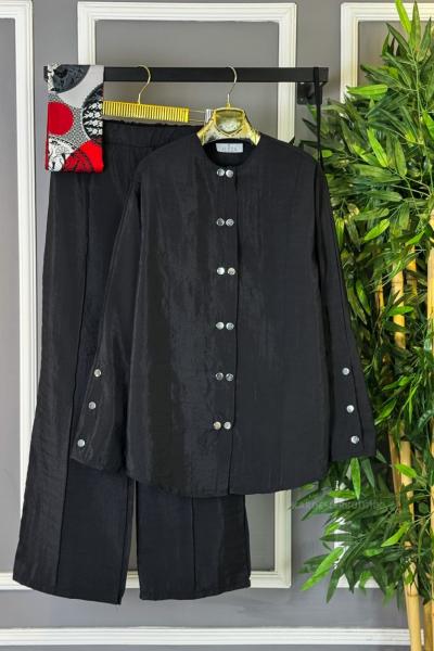 Boydan Çıtçıtlı İkili Takım Siyah