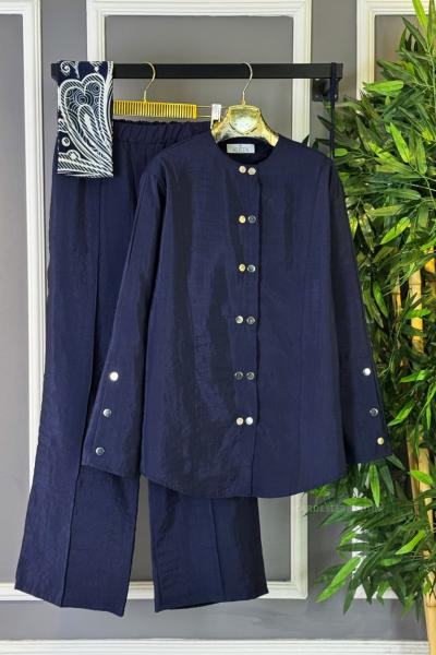 Boydan Çıtçıtlı İkili Takım Lacivert