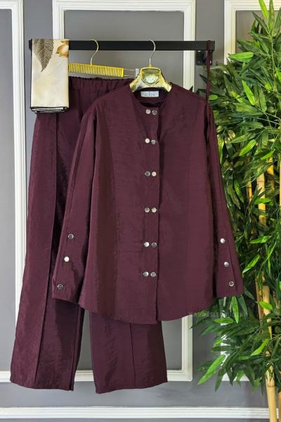 Boydan Çıtçıtlı İkili Takım Bordo