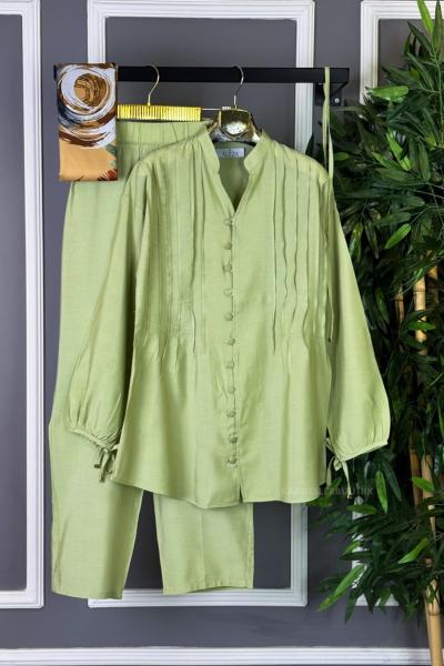 Brit Düğmeli İkili Takım Yeşil