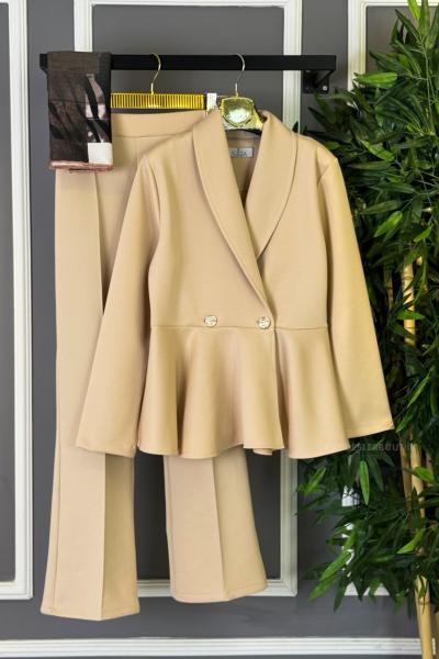 Ceketli İkili Takım Bej