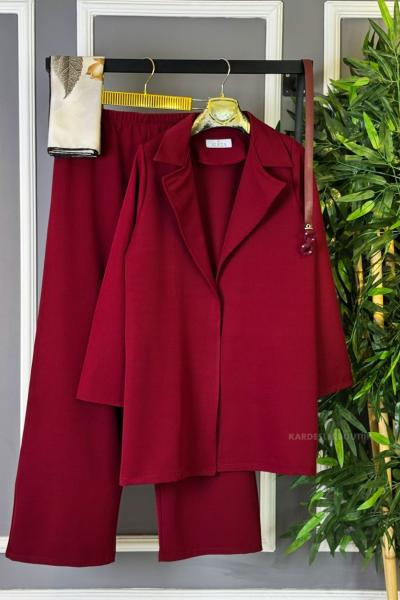 Ceketli İkili Takım Bordo