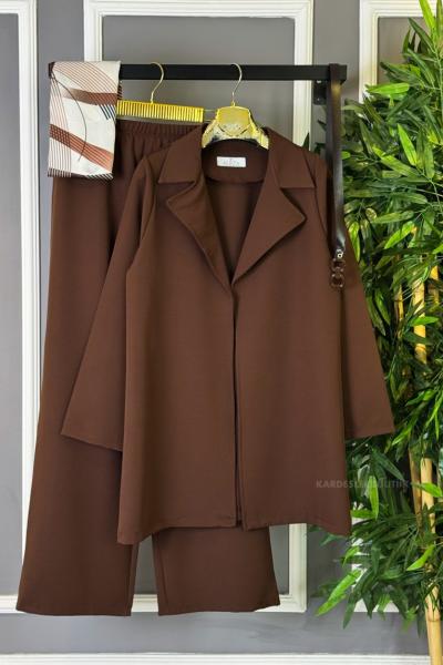 Ceketli İkili Takım Kahverengi