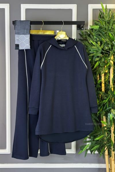 Çizgi Detaylı İkili Takım Antrasit