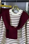 Çizgili Atkılı Triko Takım Bordo