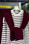 Çizgili Atkılı Triko Takım Bordo