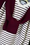 Çizgili Atkılı Triko Takım Bordo