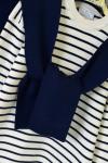 Çizgili Atkılı Triko Takım Lacivert