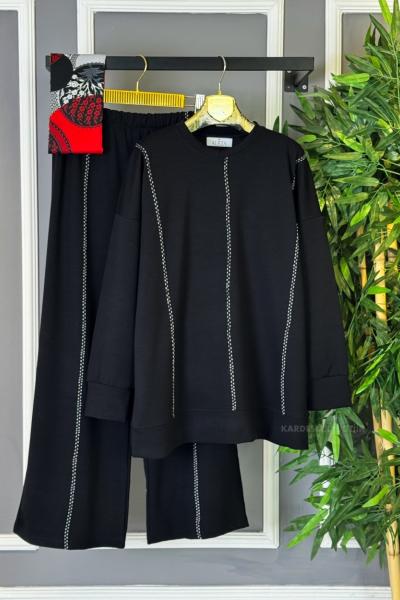 Çoban Dikişli İkili Takım  Siyah