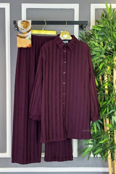 Desenli Bürümcük İkili Takım Bordo