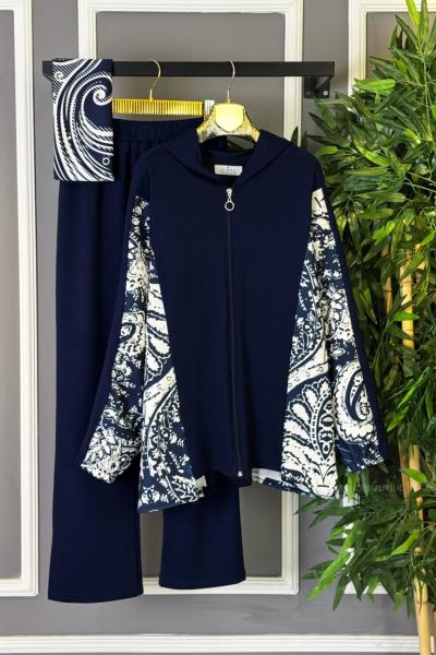 Dijital Desen İkili Takım Lacivert