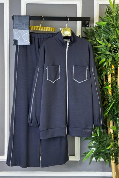 Dikiş Detaylı İkili Takım Antrasit