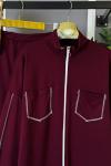 Dikiş Detaylı İkili Takım Bordo