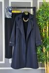 Düğmeli Trençkot  Lacivert