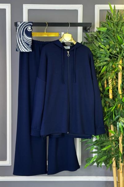 Fermuarlı Basic İkili Takım Lacivert