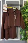 Fermuarlı Etekli Takım Kahverengi