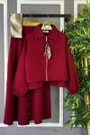 Fermuarlı Etekli Takım Bordo