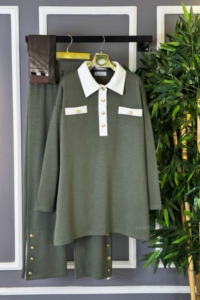 Gold Düğmeli İkili Takım Yeşil