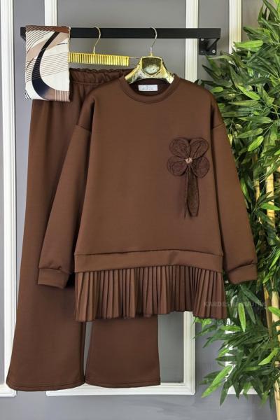 Gül İkili Takım Kahverengi