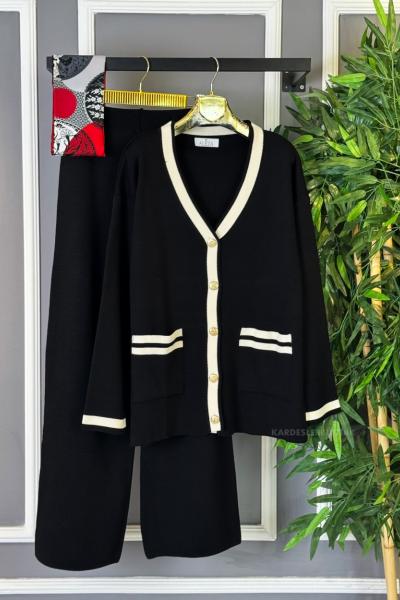 Hırkalı Triko Takım Siyah