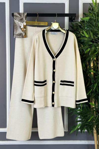 Hırkalı Triko Takım Taş Rengi