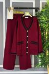 Hırkalı Triko Takım Bordo