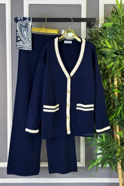 Hırkalı Triko Takım Lacivert