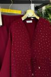 Işıltılı Kimono İkili Takım Bordo