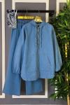Kapüşonlu Kot İkili Takım Açık Mavi