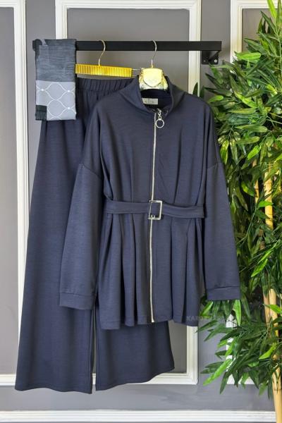 Kemerli Fermuarlı İkili Takım Antrasit