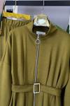 Kemerli Fermuarlı İkili Takım Yağ Yeşili