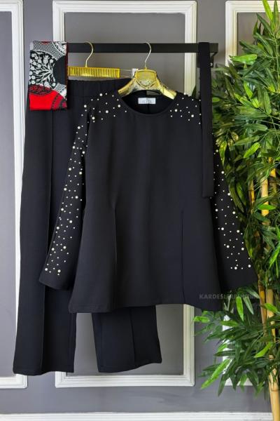 Kolu İncili İkili Takım Siyah