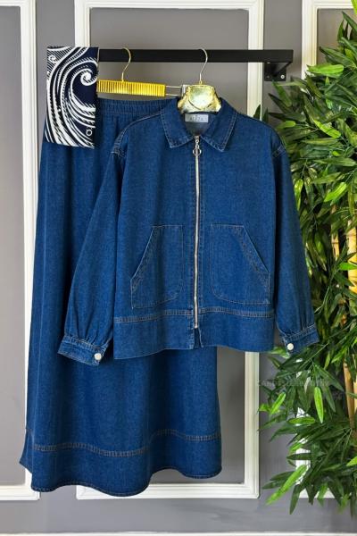 Kot Etekli Takım Koyu Mavi