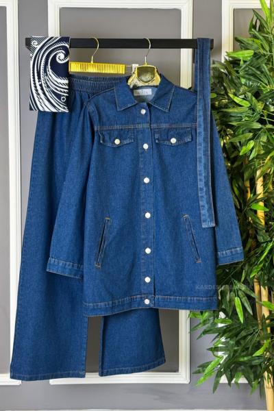 Kot Pantolonlu Takım Koyu Mavi