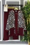 Leopar Cepli İkili Takım Bordo
