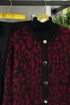 Leopar Triko Hırka Bordo