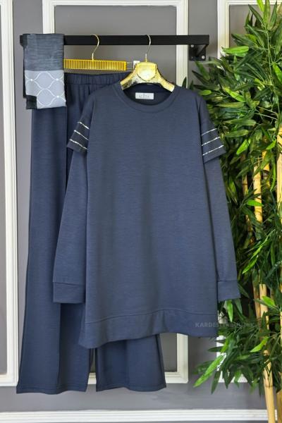 Omuz Şeritli İkili Takım Antrasit