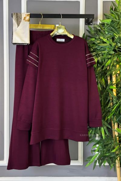 Omuz Şeritli İkili Takım Bordo