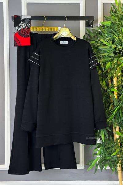 Omuz Şeritli İkili Takım Siyah